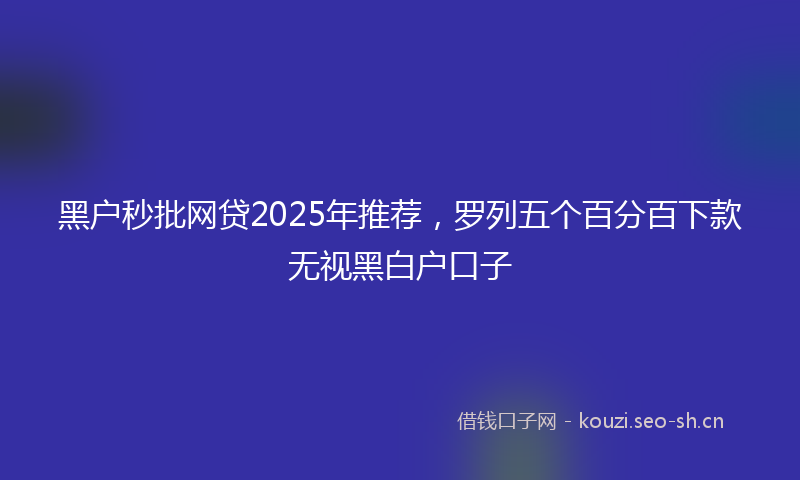 黑户秒批网贷2025年推荐，罗列五个百分百下款无视黑白户口子