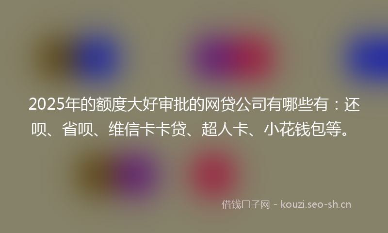 2025年的额度大好审批的网贷公司有哪些有：还呗、省呗、维信卡卡贷、超人卡、小花钱包等。