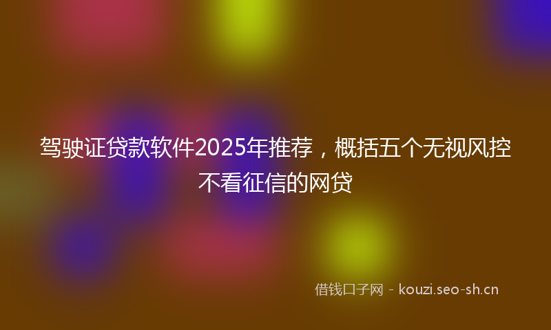 驾驶证贷款软件2025年推荐，概括五个无视风控不看征信的网贷