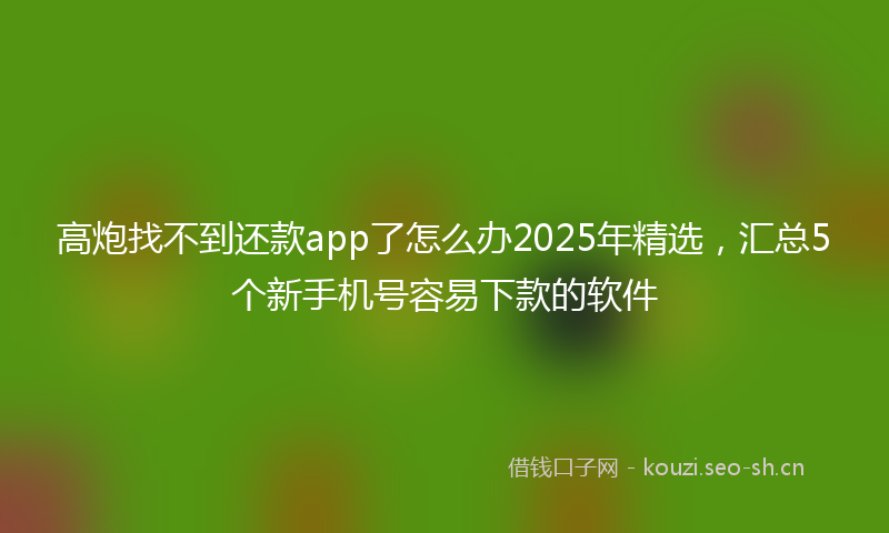 高炮找不到还款app了怎么办2025年精选，汇总5个新手机号容易下款的软件