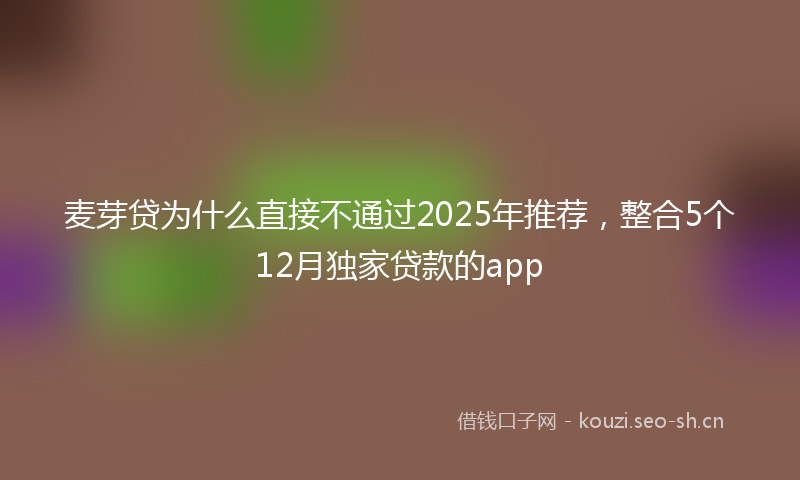 麦芽贷为什么直接不通过2025年推荐，整合5个12月独家贷款的app