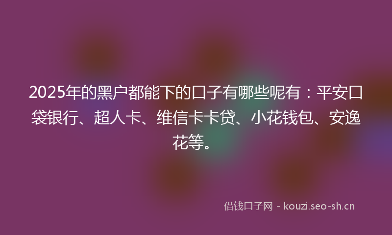 2025年的黑户都能下的口子有哪些呢有：平安口袋银行、超人卡、维信卡卡贷、小花钱包、安逸花等。