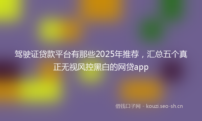 驾驶证贷款平台有那些2025年推荐，汇总五个真正无视风控黑白的网贷app
