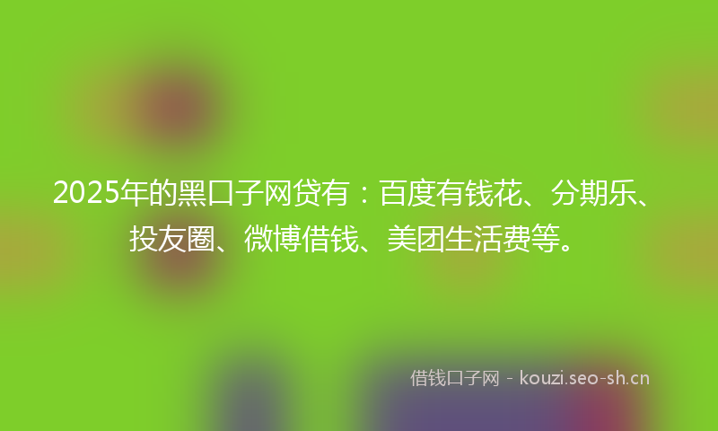 2025年的黑口子网贷有：百度有钱花、分期乐、投友圈、微博借钱、美团生活费等。