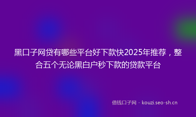 黑口子网贷有哪些平台好下款快2025年推荐，整合五个无论黑白户秒下款的贷款平台