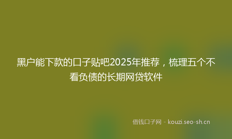 黑户能下款的口子贴吧2025年推荐，梳理五个不看负债的长期网贷软件
