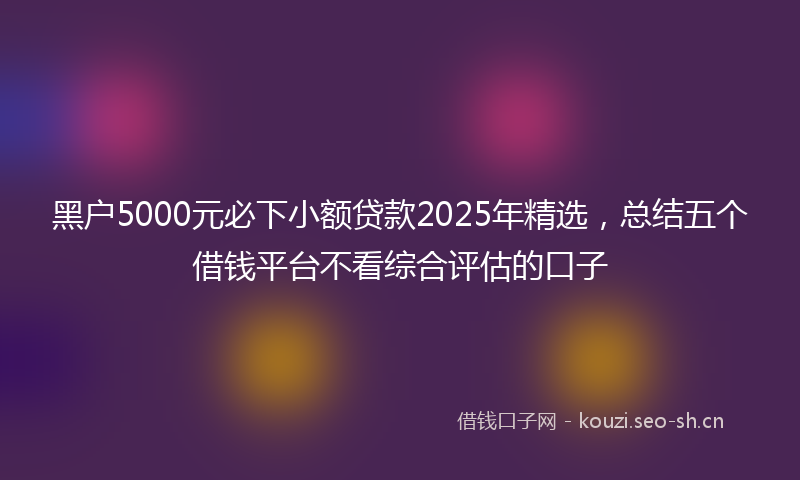 黑户5000元必下小额贷款2025年精选,总结五个借钱平台不看综合评估的口子