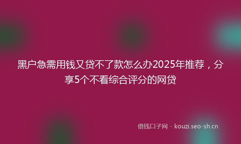 黑户急需用钱又贷不了款怎么办2025年推荐，分享5个不看综合评分的网贷
