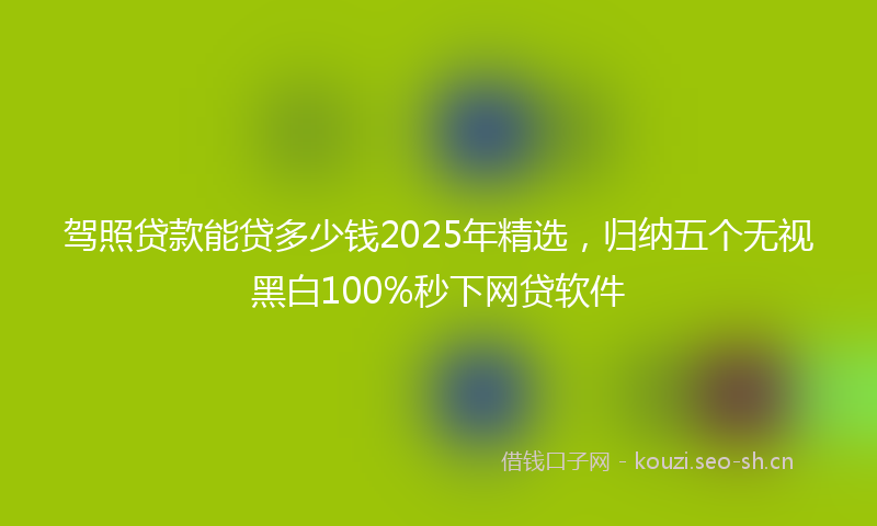 驾照贷款能贷多少钱2025年精选，归纳五个无视黑白100%秒下网贷软件