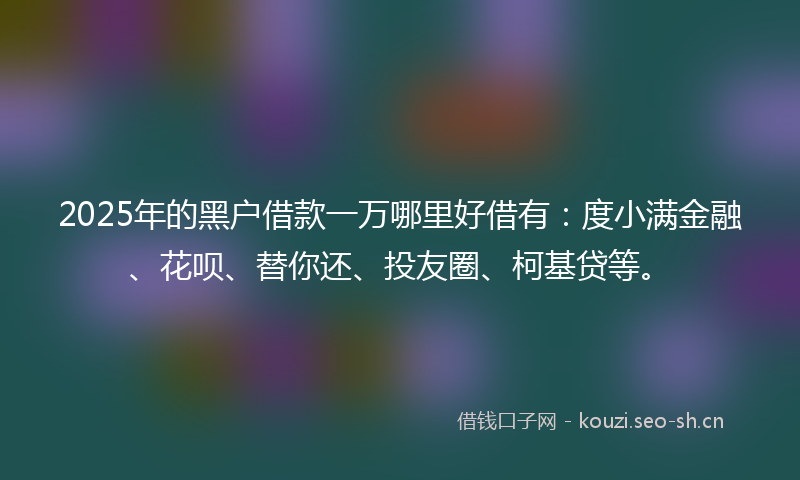2025年的黑户借款一万哪里好借有：度小满金融、花呗、替你还、投友圈、柯基贷等。