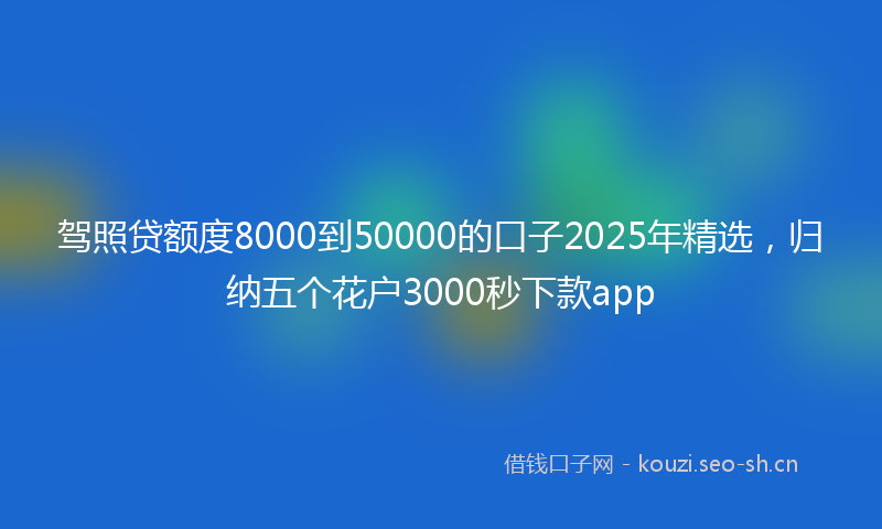 驾照贷额度8000到50000的口子2025年精选，归纳五个花户3000秒下款app