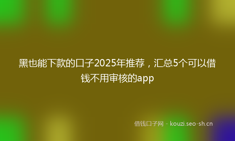 黑也能下款的口子2025年推荐，汇总5个可以借钱不用审核的app