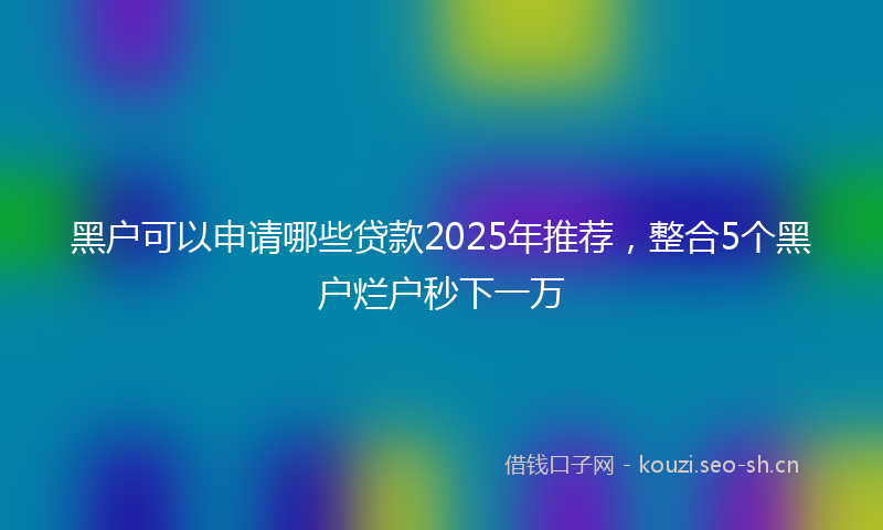 黑户可以申请哪些贷款2025年推荐,整合5个黑户烂户秒下一万