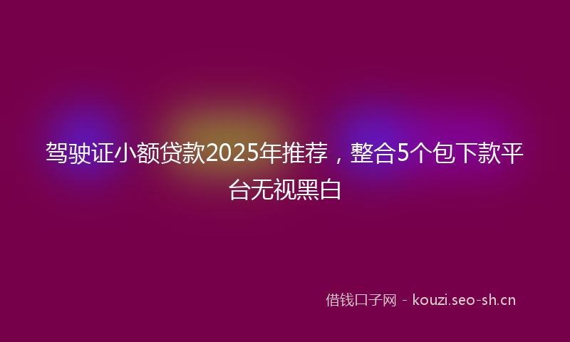驾驶证小额贷款2025年推荐，整合5个包下款平台无视黑白