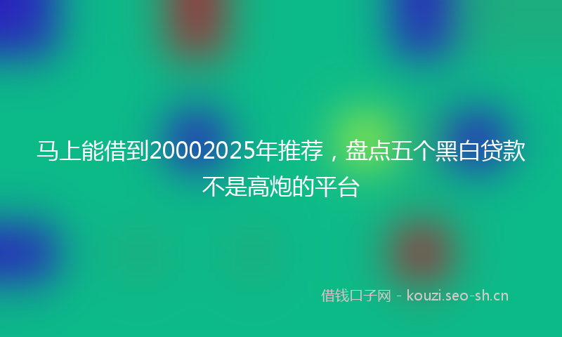 马上能借到20002025年推荐，盘点五个黑白贷款不是高炮的平台