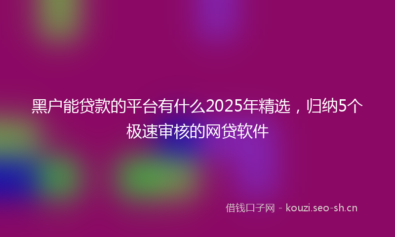 黑户能贷款的平台有什么2025年精选,归纳5个极速审核的网贷软件