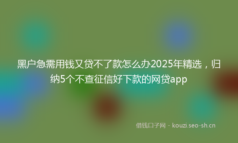 黑户急需用钱又贷不了款怎么办2025年精选，归纳5个不查征信好下款的网贷app