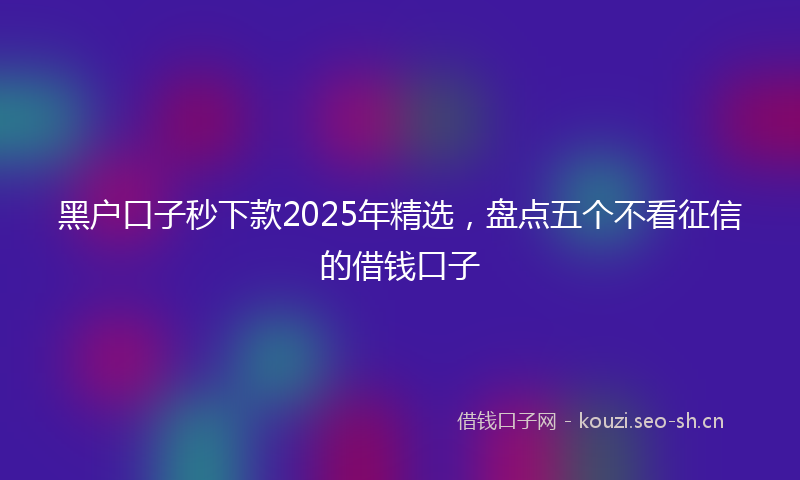 黑户口子秒下款2025年精选,盘点五个不看征信的借钱口子