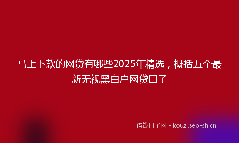 马上下款的网贷有哪些2025年精选，概括五个最新无视黑白户网贷口子