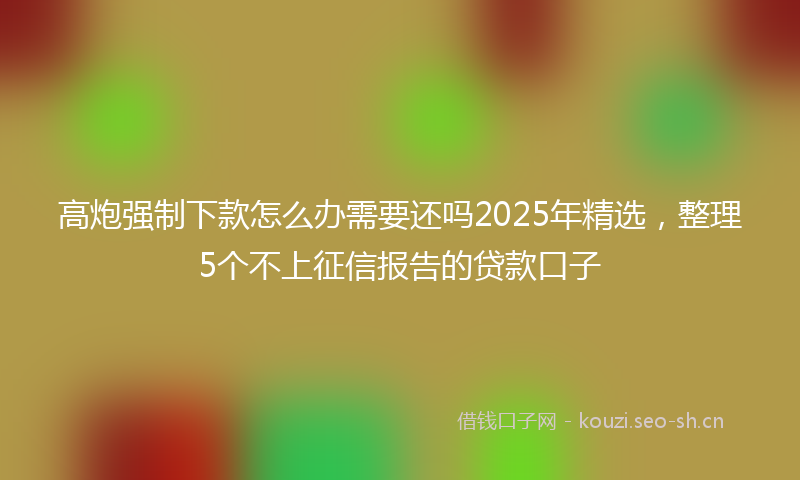高炮强制下款怎么办需要还吗2025年精选，整理5个不上征信报告的贷款口子