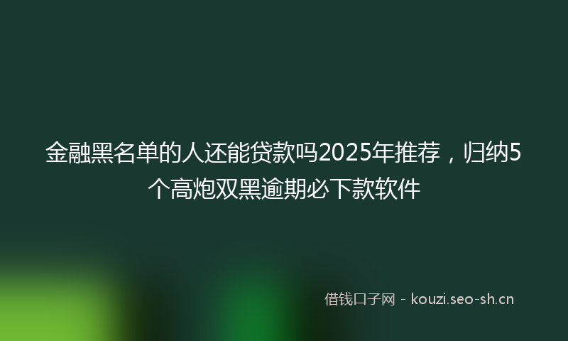 金融黑名单的人还能贷款吗2025年推荐，归纳5个高炮双黑逾期必下款软件