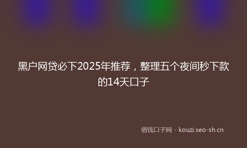 黑户网贷必下2025年推荐,整理五个夜间秒下款的14天口子