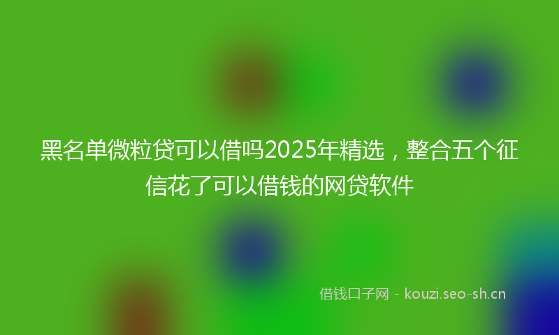 黑名单微粒贷可以借吗2025年精选，整合五个征信花了可以借钱的网贷软件