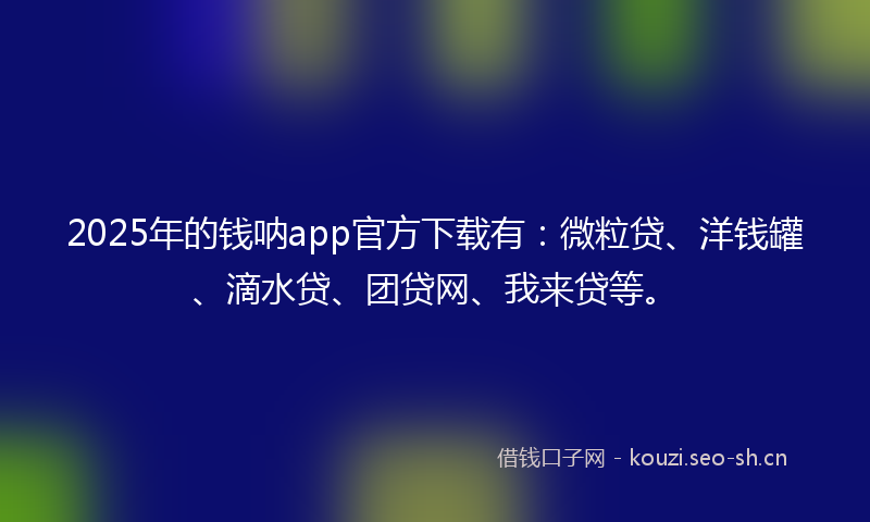 2025年的钱呐app官方下载有：微粒贷、洋钱罐、滴水贷、团贷网、我来贷等。