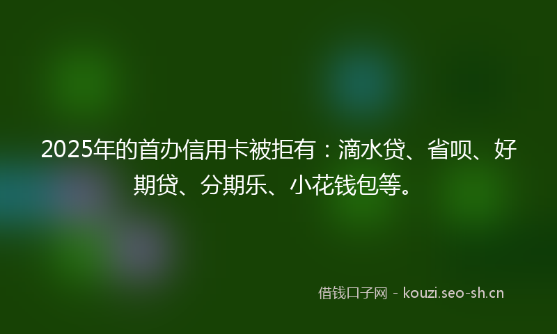 2025年的首办信用卡被拒有:滴水贷、省呗、好期贷、分期乐、小花钱包等。