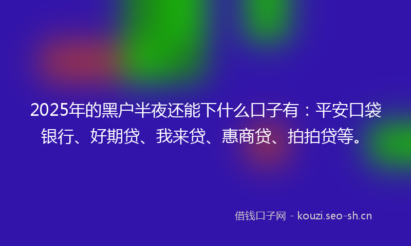 2025年的黑户半夜还能下什么口子有:平安口袋银行、好期贷、我来贷、惠商贷、拍拍贷等。