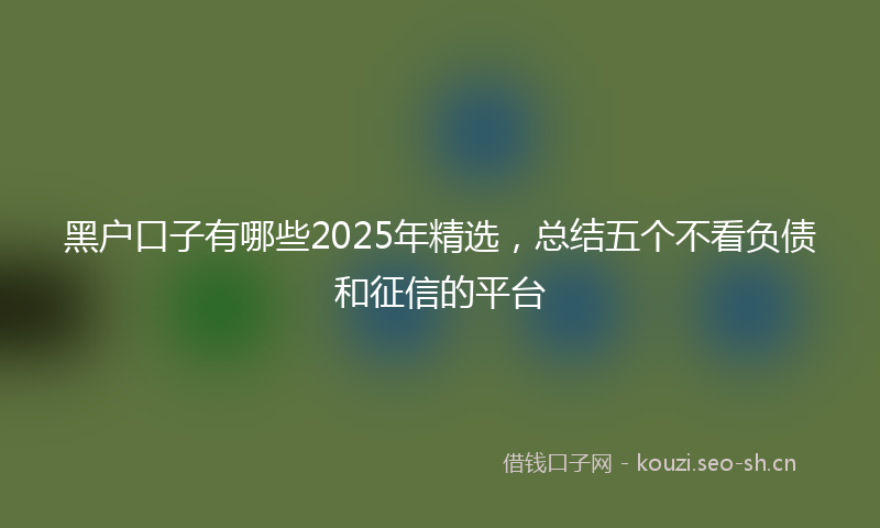 黑户口子有哪些2025年精选，总结五个不看负债和征信的平台