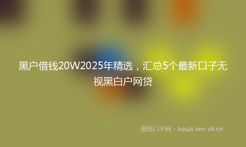 黑户借钱20W2025年精选，汇总5个最新口子无视黑白户网贷
