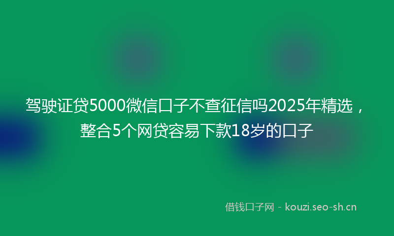 驾驶证贷5000微信口子不查征信吗2025年精选，整合5个网贷容易下款18岁的口子