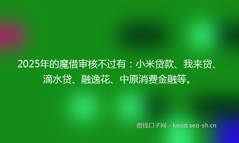 2025年的魔借审核不过有：小米贷款、我来贷、滴水贷、融逸花、中原消费金融等。