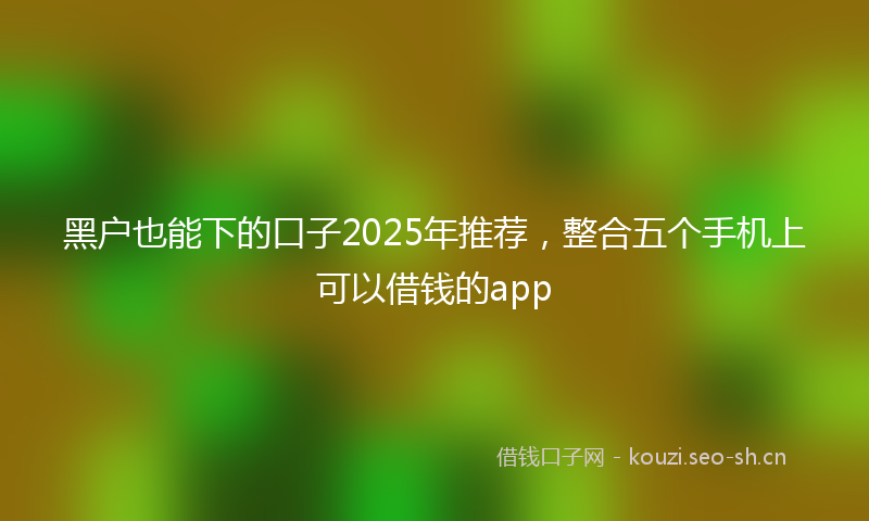 黑户也能下的口子2025年推荐，整合五个手机上可以借钱的app