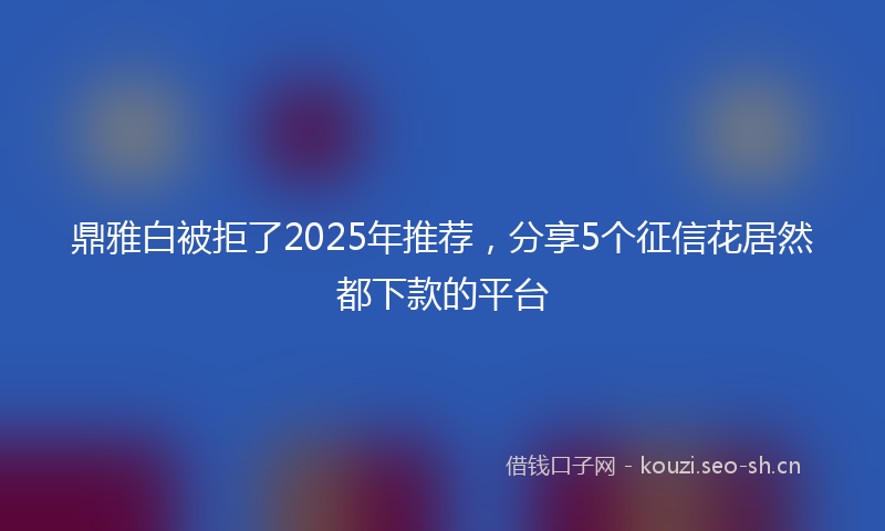 鼎雅白被拒了2025年推荐，分享5个征信花居然都下款的平台
