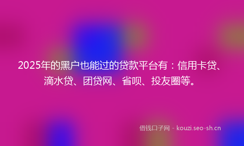2025年的黑户也能过的贷款平台有：信用卡贷、滴水贷、团贷网、省呗、投友圈等。