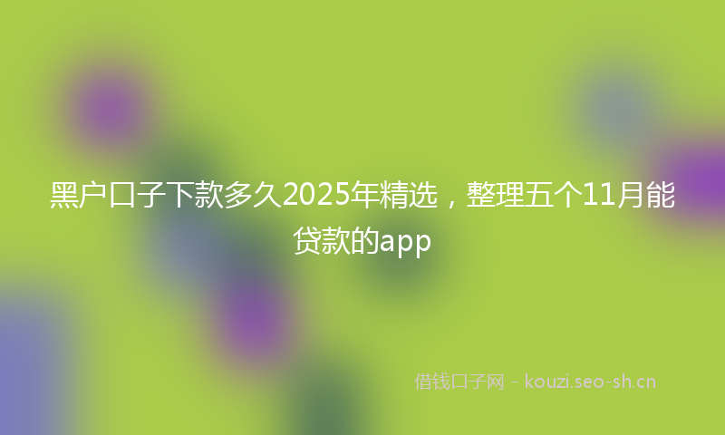 黑户口子下款多久2025年精选，整理五个11月能贷款的app