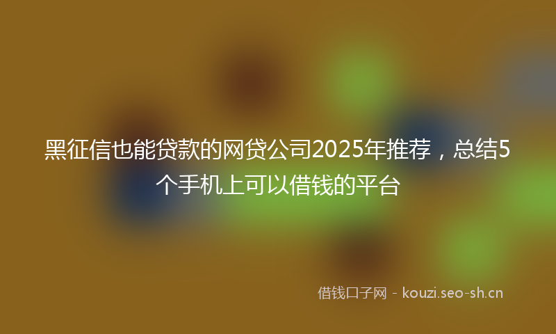 黑征信也能贷款的网贷公司2025年推荐，总结5个手机上可以借钱的平台