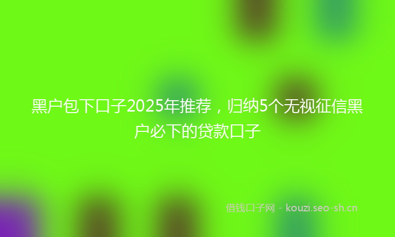 黑户包下口子2025年推荐,归纳5个无视征信黑户必下的贷款口子
