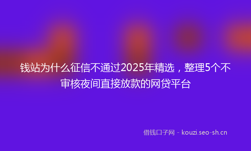 钱站为什么征信不通过2025年精选，整理5个不审核夜间直接放款的网贷平台