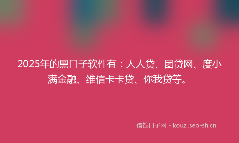 2025年的黑口子软件有:人人贷、团贷网、度小满金融、维信卡卡贷、你我贷等。