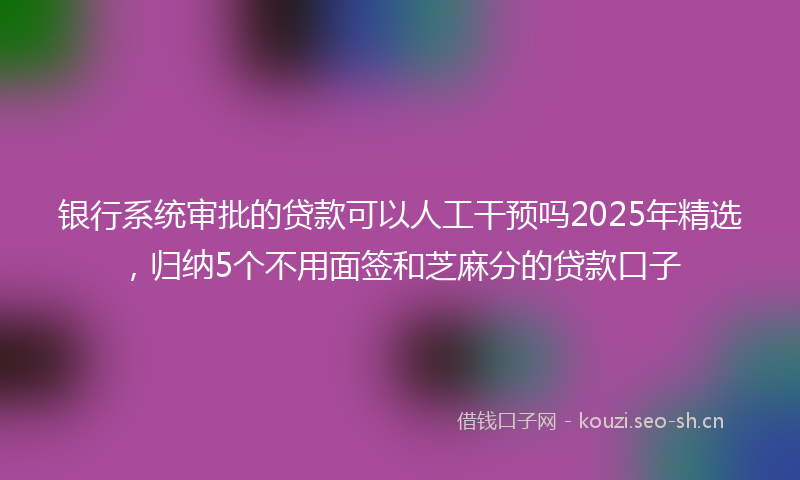银行系统审批的贷款可以人工干预吗2025年精选，归纳5个不用面签和芝麻分的贷款口子