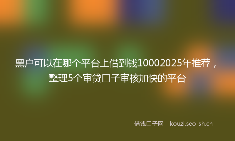 黑户可以在哪个平台上借到钱10002025年推荐,整理5个审贷口子审核加快的平台