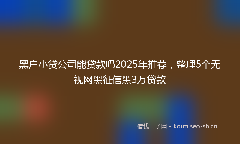 黑户小贷公司能贷款吗2025年推荐，整理5个无视网黑征信黑3万贷款