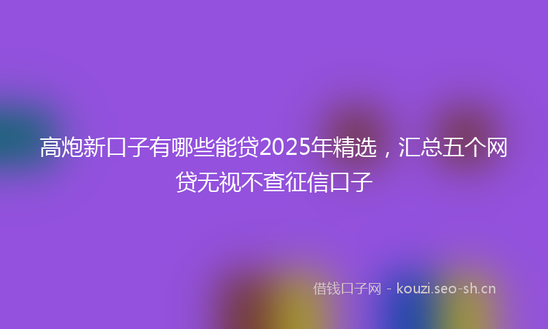 高炮新口子有哪些能贷2025年精选，汇总五个网贷无视不查征信口子