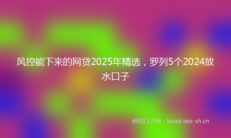 风控能下来的网贷2025年精选，罗列5个2024放水口子