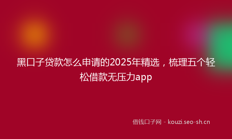 黑口子贷款怎么申请的2025年精选,梳理五个轻松借款无压力app