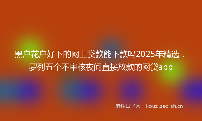 黑户花户好下的网上贷款能下款吗2025年精选，罗列五个不审核夜间直接放款的网贷app