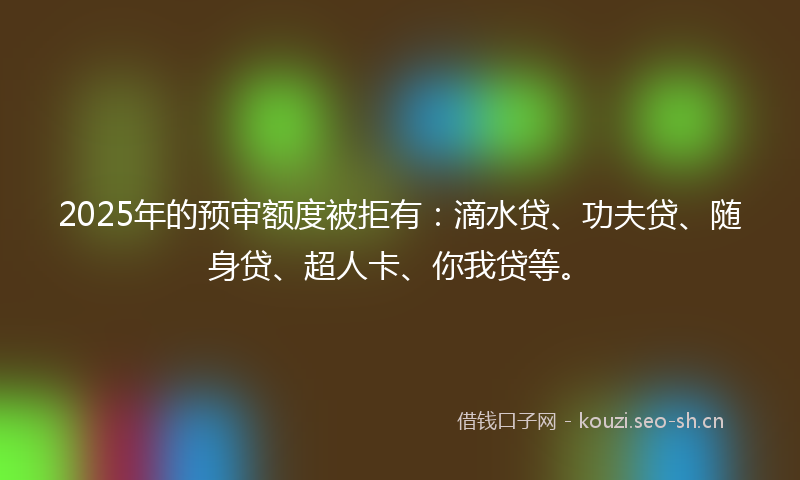 2025年的预审额度被拒有：滴水贷、功夫贷、随身贷、超人卡、你我贷等。